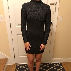 Black sparkly tight long sleeve dress